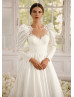 Beaded Ivory Lace Satin Wedding Dress With Pockets